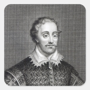 Edmund Spenser, graverat av Burnet Reading Fyrkantigt Klistermärke