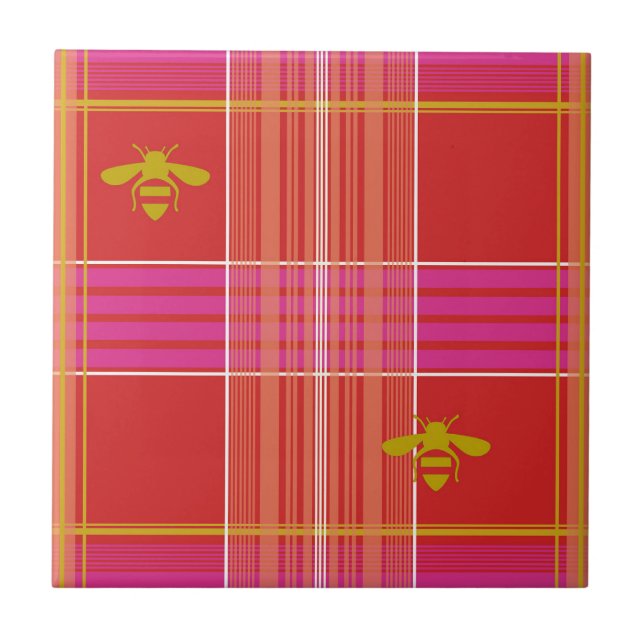Edmund Tartan jordberry Ceramic Tile Kakelplatta (Framsidan)