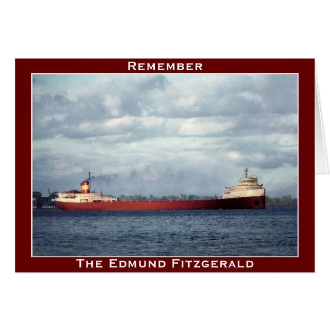 Edmunden Fitzgerald på floden för St. Clair Hälsningskort (Framsidan Horizontal)