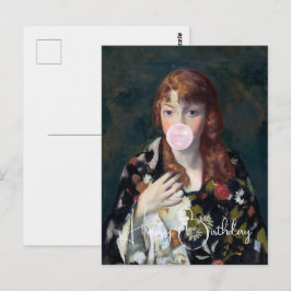 Edna blåser en ballong av tuggummi Glad födelsedag Vykort