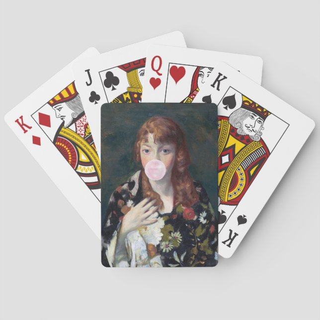 Edna blåser en rosa bubbelgummi casinokort (Baksidan)