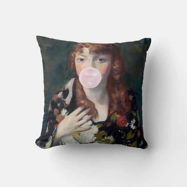 Edna blåser en rosa bubbelgummi kudde (Framsida)