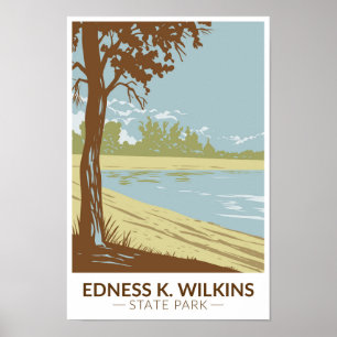 Edness K Wilkins State Park Wyoming Vintage Poster