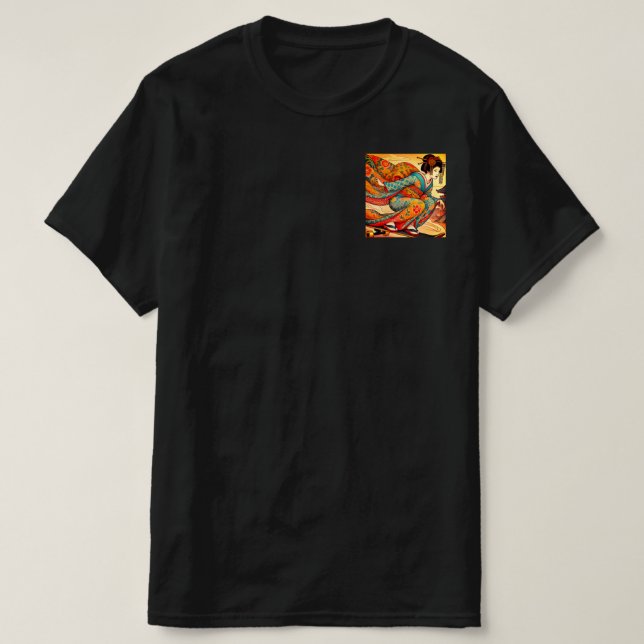Edo Beauty on Skateboard -ice cream Ukiyo-e Style T Shirt (Design framsida)