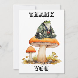 Edo era teckengroda sitta på svamp tack kort