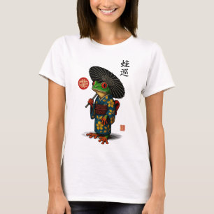 Edo Frog i Kimono med Parasol T Shirt