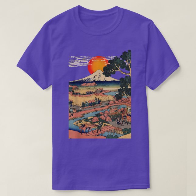 , Edo Japan Scenery, Sunset at Mount Fuji Ukiyo  T Shirt (Design framsida)