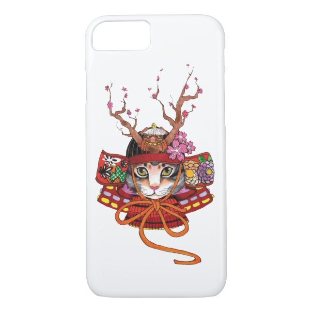 Edo japonés Samurai Neko Kitten Case-Mate iPhone Skal (Baksida)