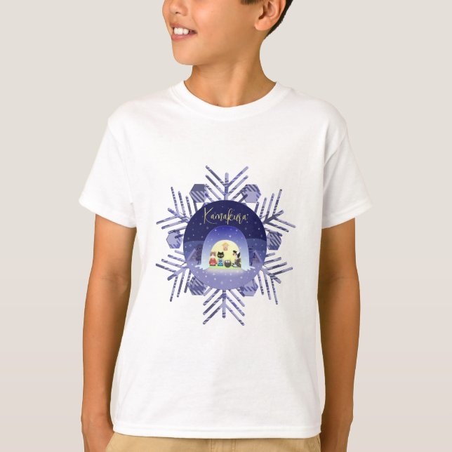Edo-Neko's Snowy Firande Kids' Basic T Shirt (Framsida)