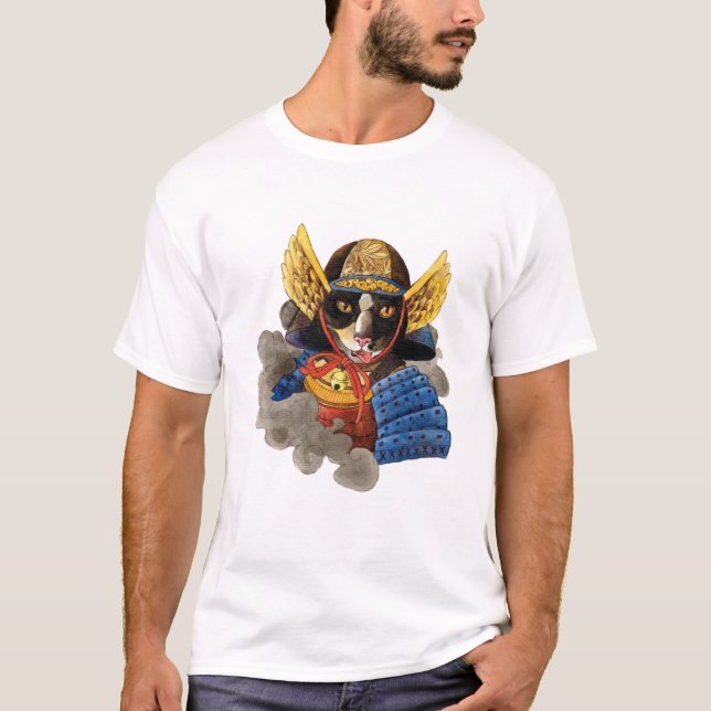 Edo Samurai Cat T Shirt (Framsida)
