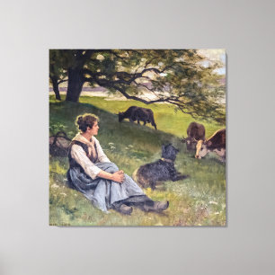 Edouard Debat-Ponsan the Cowherd Canvastryck