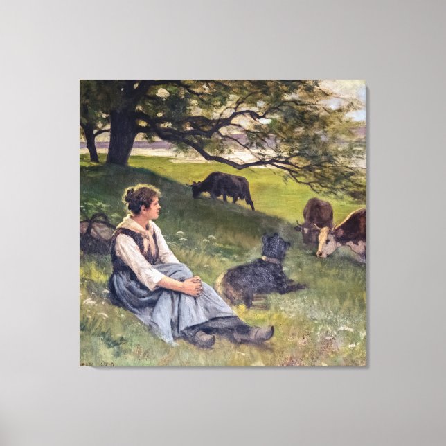 Edouard Debat-Ponsan the Cowherd Canvastryck (Framsida)