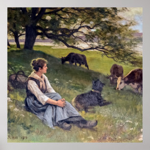 Edouard Debat-Ponsan the Cowherd Poster