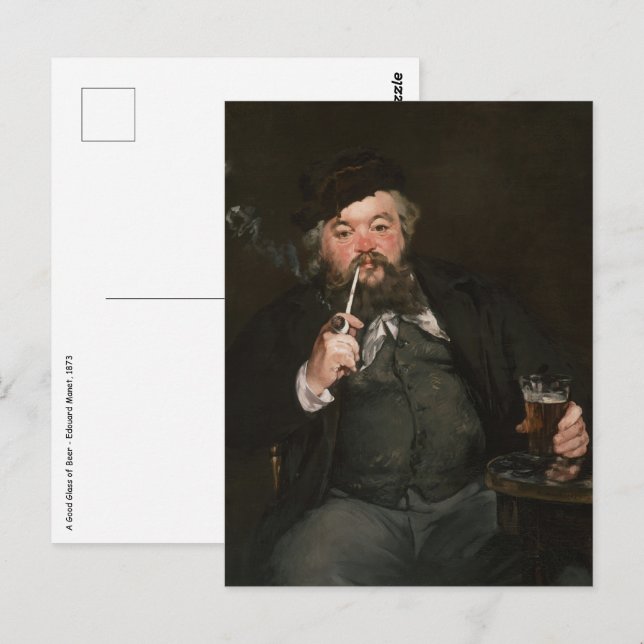 Edouard Manet - A Bra Glass of Beer / Le bon bock Vykort (Fram/baksida)