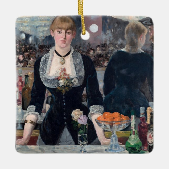 Edouard Manet - A Pub vid Folies-Bergere Julgransprydnad Keramik (Framsida)