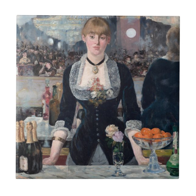 Edouard Manet - A Pub vid Folies-Bergere Kakelplatta (Framsidan)