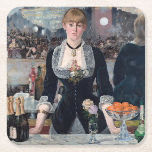Edouard Manet - A Pub vid Folies-Bergere Underlägg Papper Kvadrat