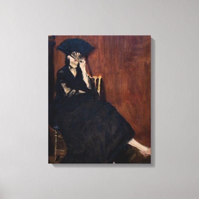 Edouard Manet - Berthe Morisot med en solfjäder Canvastryck (Framsida)