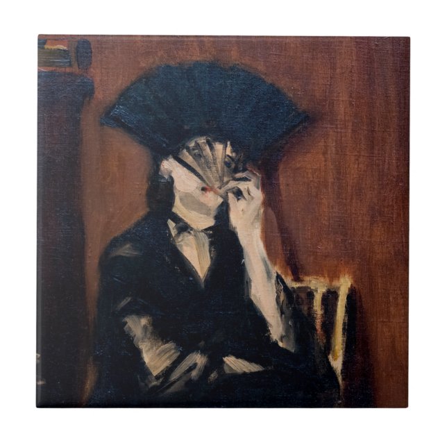 Edouard Manet - Berthe Morisot med en solfjäder Kakelplatta (Framsidan)