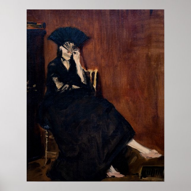 Edouard Manet - Berthe Morisot med en solfjäder Poster (Framsidan)