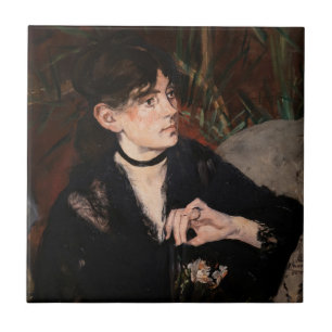 Edouard Manet - Berthe Morisot med Fläkt 1874 Kakelplatta