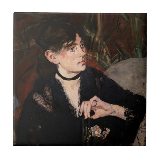 Edouard Manet - Berthe Morisot med Fläkt 1874 Kakelplatta (Framsidan)