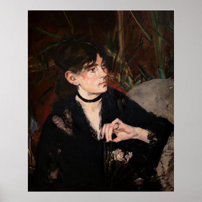 Edouard Manet - Berthe Morisot med Fläkt 1874 Poster (Framsidan)