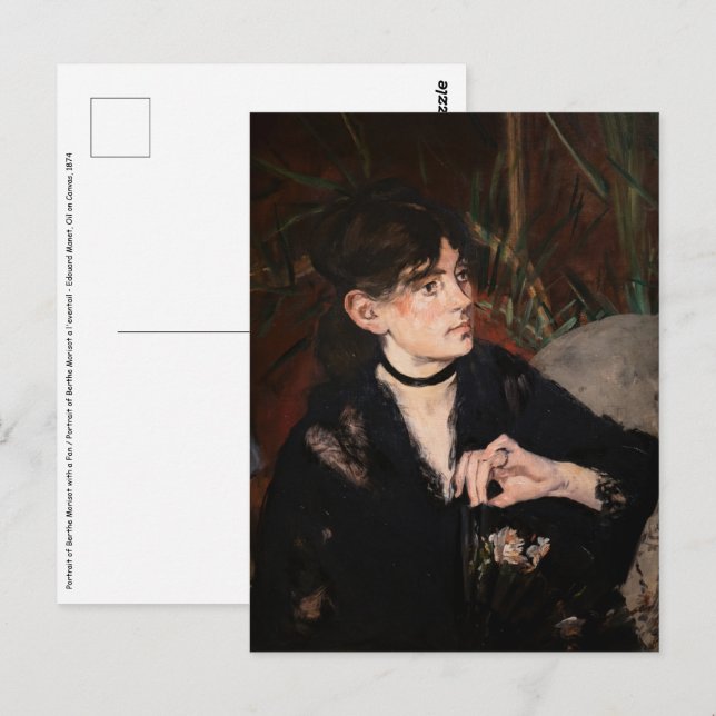 Edouard Manet - Berthe Morisot med Fläkt 1874 Vykort (Fram/baksida)