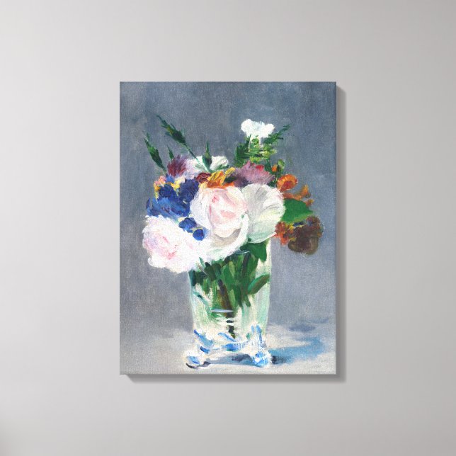 Edouard Manet - Blommor i Crystal Vas Canvastryck (Framsida)