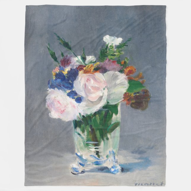 Edouard Manet - Blommor i Crystal Vas Fleecefilt (Framsidan)