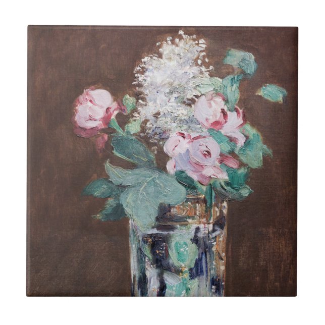 Edouard Manet - Blommor i Crystal Vas Kakelplatta (Framsidan)