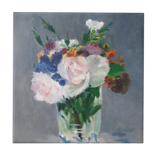 Edouard Manet - Blommor i Crystal Vas Kakelplatta (Framsidan)