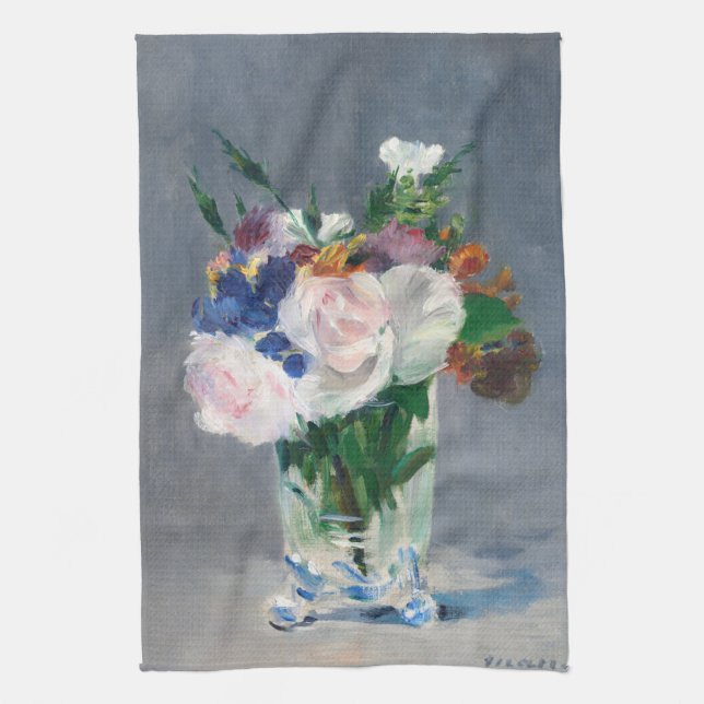 Edouard Manet - Blommor i Crystal Vas Kökshandduk (Vertikal)