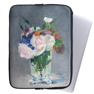 Edouard Manet - Blommor i Crystal Vas Laptop Fodral