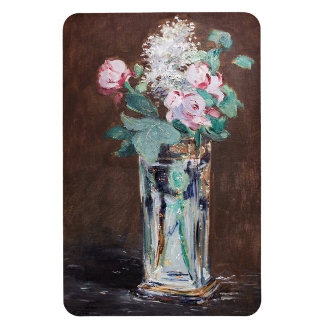 Edouard Manet - Blommor i Crystal Vas Magnet (Vertikal)