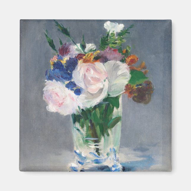 Edouard Manet - Blommor i Crystal Vas Magnet (Framsidan)