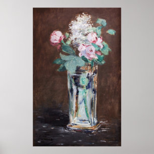 Edouard Manet - Blommor i Crystal Vas Poster