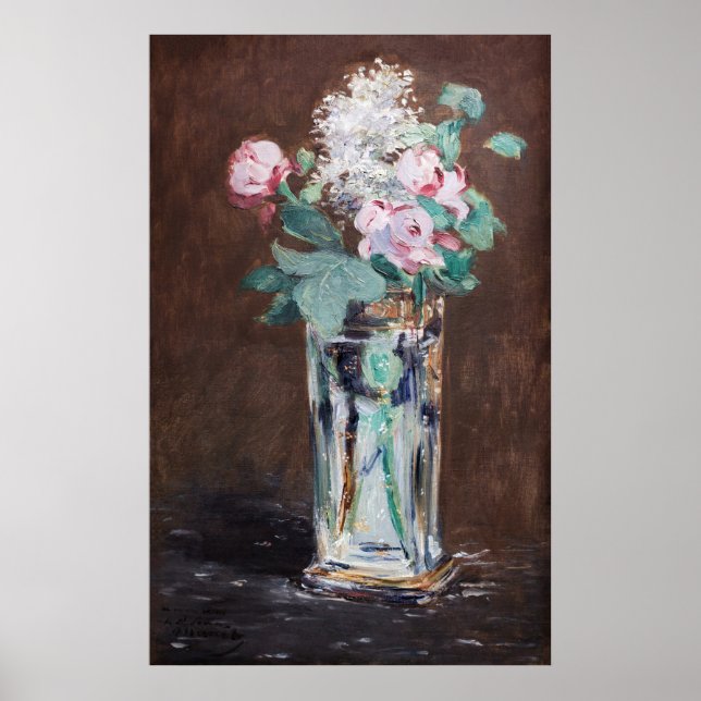 Edouard Manet - Blommor i Crystal Vas Poster (Framsidan)