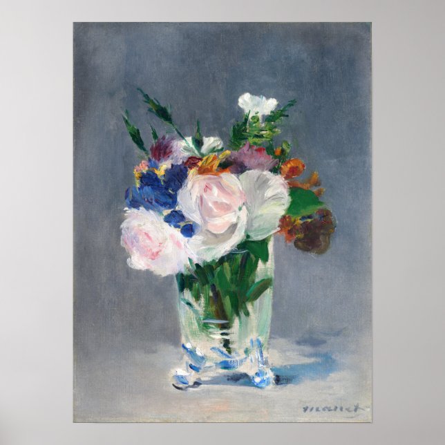 Edouard Manet - Blommor i Crystal Vas Poster (Framsidan)