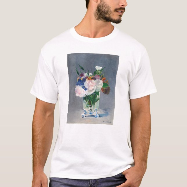 Edouard Manet - Blommor i Crystal Vas T Shirt (Framsida)