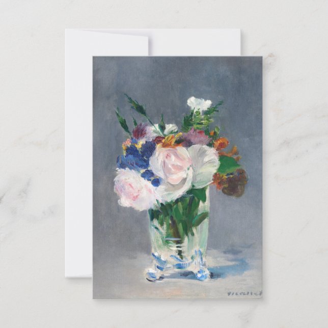 Edouard Manet - Blommor i Crystal Vas Tack Kort (Framsida)