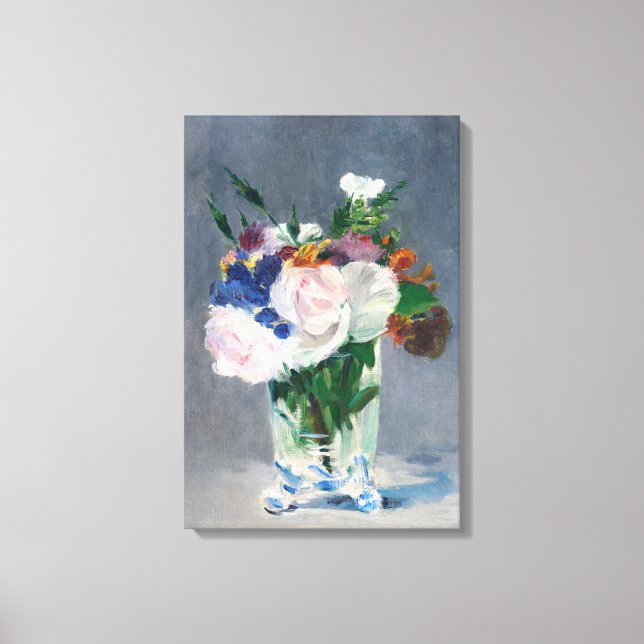 Edouard Manet - Blommor i en kristallvas Canvastryck (Framsida)