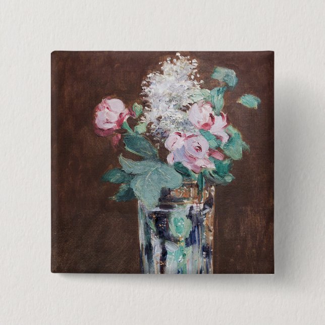 Edouard Manet - Blommor i en kristallvas Knapp (Framsida)
