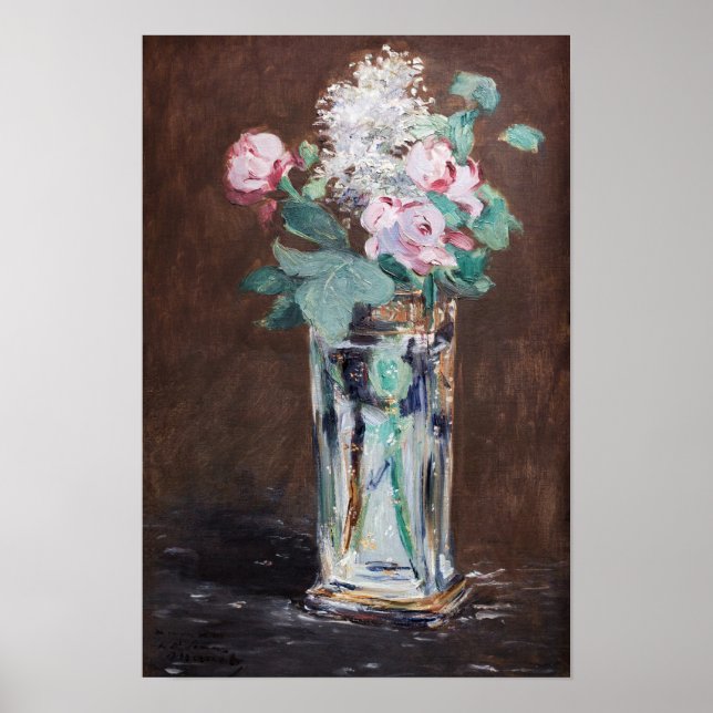 Edouard Manet - Blommor i en kristallvas Poster (Framsidan)