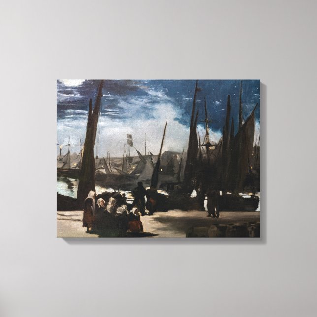 Edouard Manet - Boulognes hamn av Moonlight Canvastryck (Framsida)
