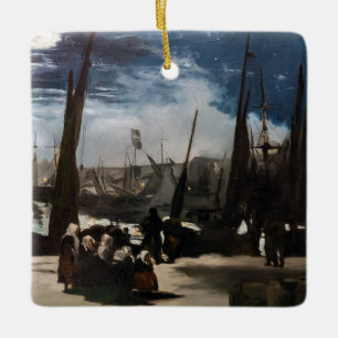 Edouard Manet - Boulognes hamn av Moonlight Julgransprydnad Keramik