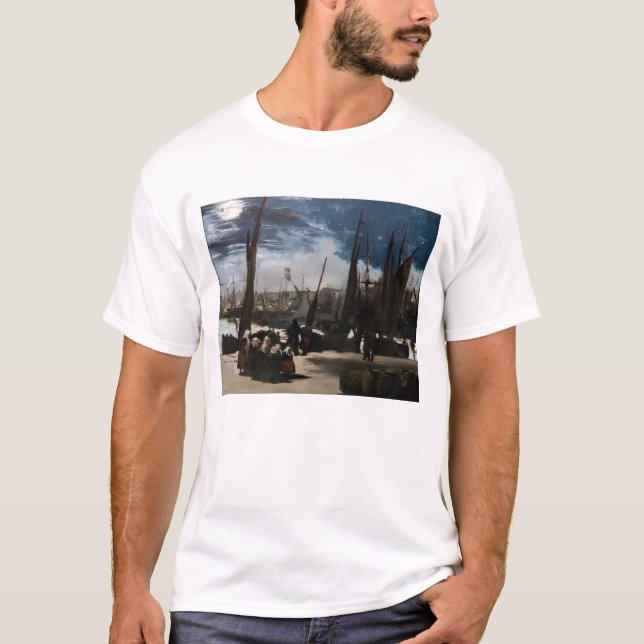 Edouard Manet - Boulognes hamn av Moonlight T Shirt (Framsida)