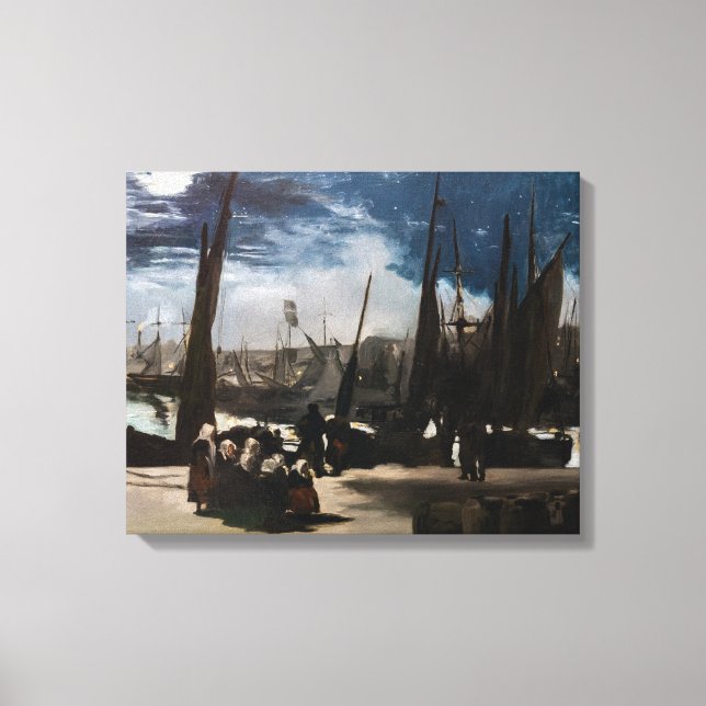 Edouard Manet - Boulognes hamn i månsken Canvastryck (Framsida)