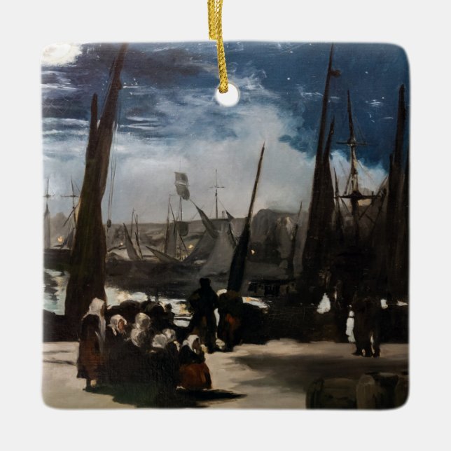 Edouard Manet - Boulognes hamn i månsken Julgransprydnad Keramik (Framsida)