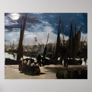 Edouard Manet - Boulognes hamn i månsken Poster